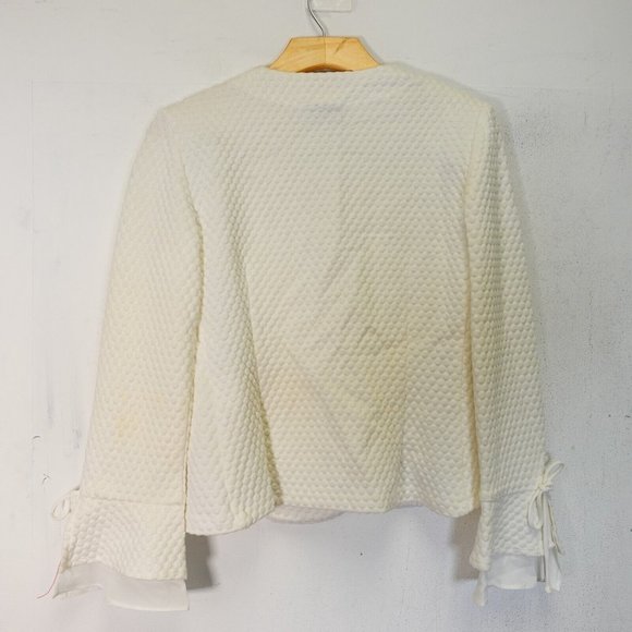 Joseph Ribkoff Blazer 8 Cropped White Quilted Short Flared Formal Double Breast - Picture 12 of 13